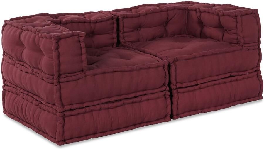 VidaXL Modulaire bank 2 pcs Bordeaux 70 x 70 x 56 cm Stof