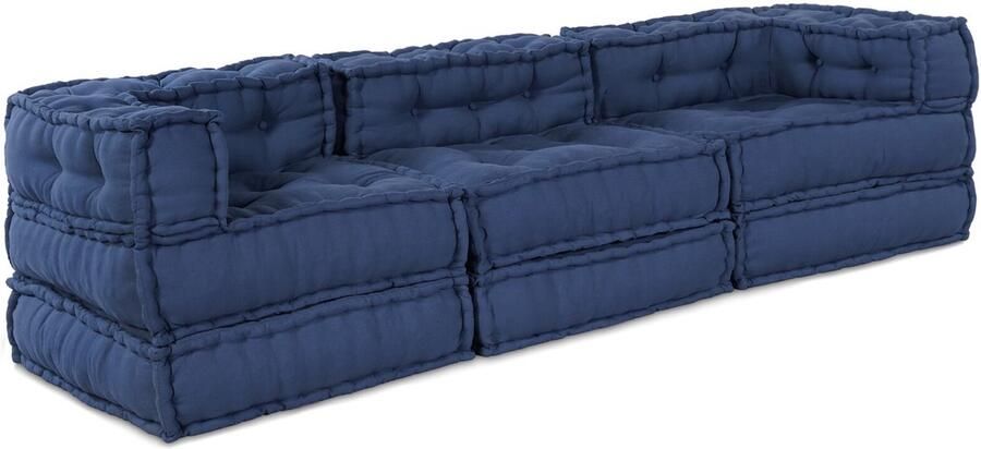 VidaXL Modulaire bank 3 pcs Indigo 70 x 70 x 56 cm Stof