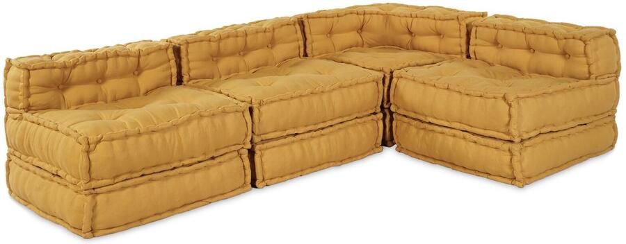 VidaXL Modulaire bank 4 pcs Geel 70 x 70 x 56 cm Stof