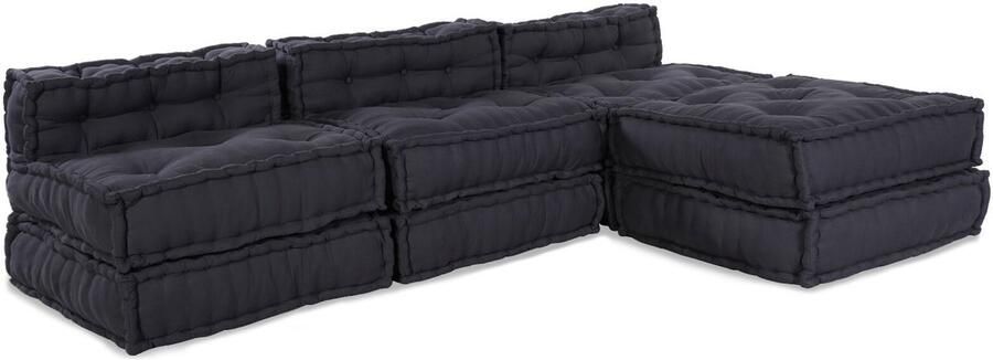 VidaXL Pouffe Set van 4 Anthraciet Katoen Tafel pouffe 70x70x36 cm