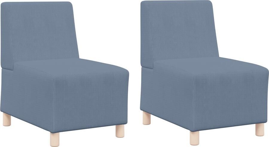 VidaXL Modulaire Sofa Eenheid Armless 2 pcs Blauw 55 x 74 x 82 cm