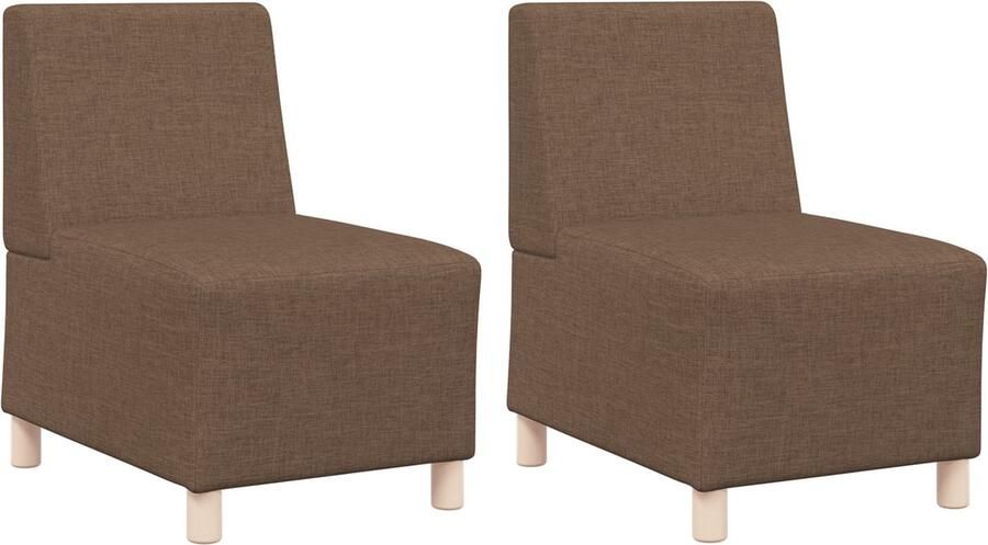 VidaXL Modulaire Sofa Eenheid Armless 2 pcs Bruin 55 x 74 x 82 cm Stof