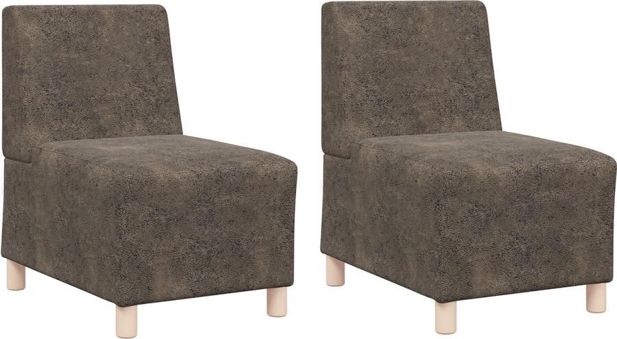 VidaXL Sofa Stoel met kussen 2 pcs Donkergrijs 55 cm Faux suede leer
