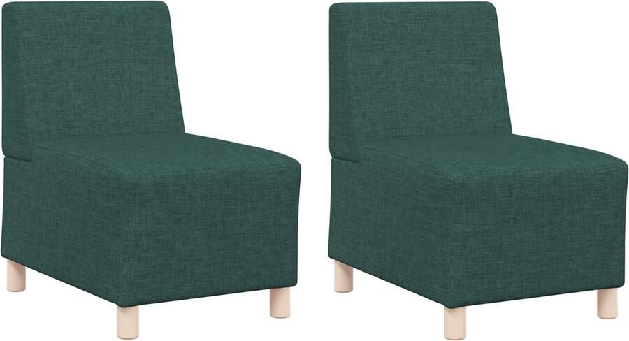 VidaXL Sofa Stoel Licht Grijs 55 cm Stof 2 pcs Donkergroen