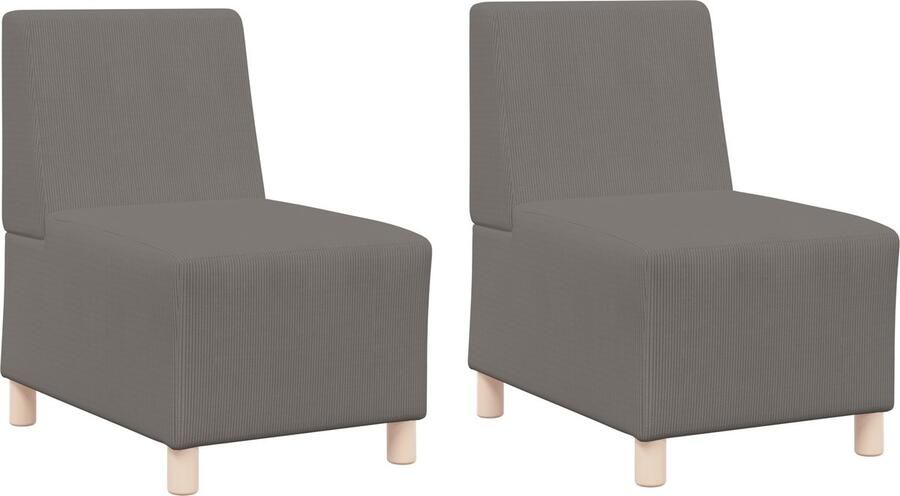 VidaXL Modulaire Sofa Eenheid Armless 2 pcs Lichtgrijs 55 x 74 x 82 cm
