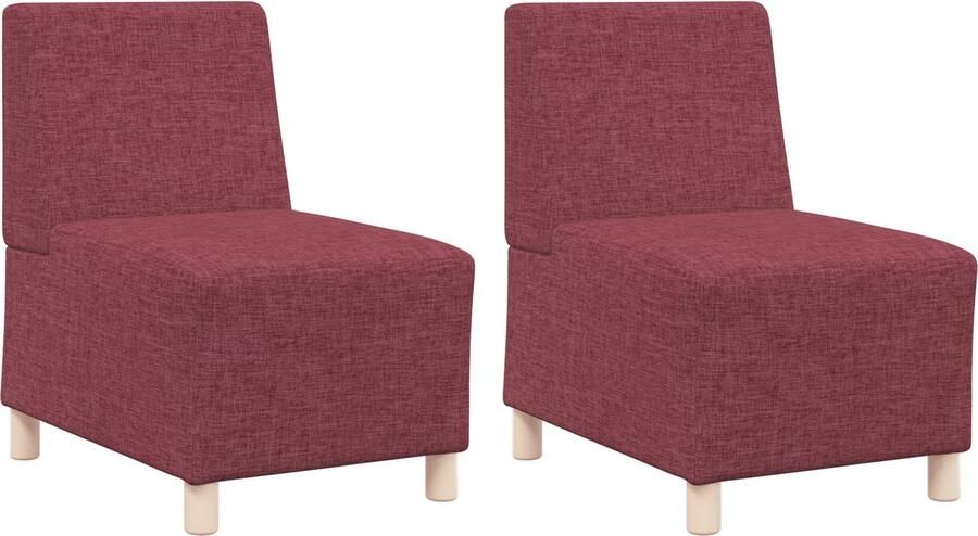 VidaXL Modulaire Sofa Eenheid Armless 2 pcs Rood 55 x 74 x 82 cm Stof