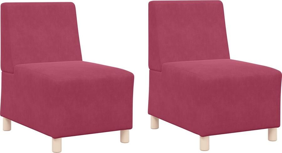 VidaXL Modulaire Sofa Eenheid Armless 2 pcs Wijnrood 55 x 74 x 82 cm