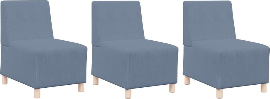 VidaXL Modulaire Sofa Eenheid Armless 3 pcs Blauw 55 x 74 x 82 cm