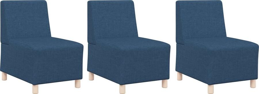VidaXL Modulaire Sofa Eenheid Armless 3 pcs Blauw 55 x 74 x 82 cm Stof