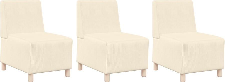 VidaXL Modulaire Sofa Eenheid Armless 3 pcs Crème 55 x 74 x 82 cm