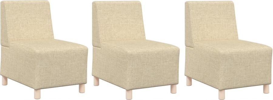 VidaXL Modulaire Sofa Eenheid Armless 3 pcs Crème 55 x 74 x 82 cm Stof