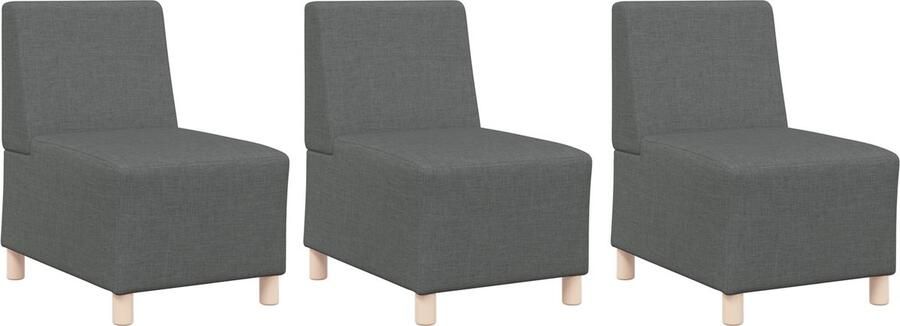 VidaXL Sofa Stoel Licht Grijs 55 cm Stof 3 pcs Donkergrijs