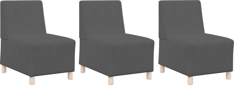 VidaXL Modulaire Sofa Eenheid Armless 3 pcs Donkergrijs
