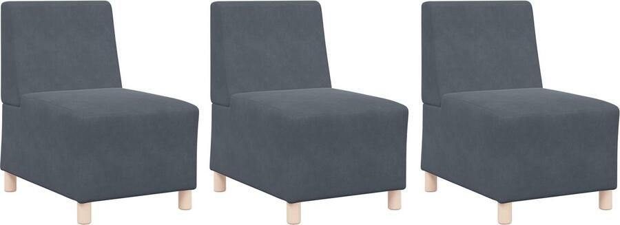 VidaXL Sofa Stoelen 3 pcs Donkergrijs 55 x 74 x 82 cm Fluweel