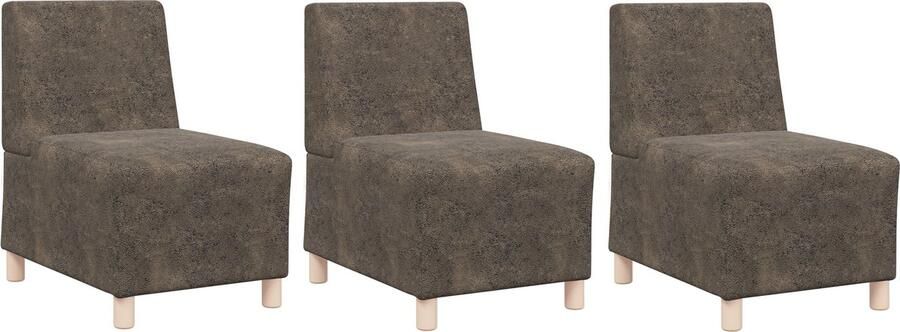 VidaXL Sofa Stoel met kussen 3 pcs Donkergrijs 55 cm Faux suede leer