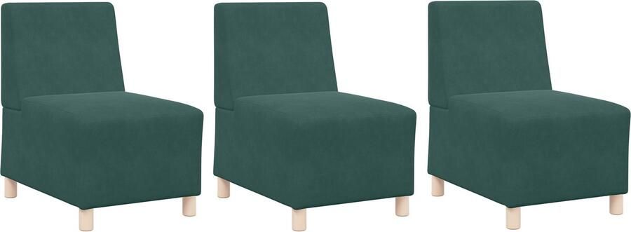 VidaXL Sofa Stoelen 3 pcs Donkergroen 55 x 74 x 82 cm Fluweel