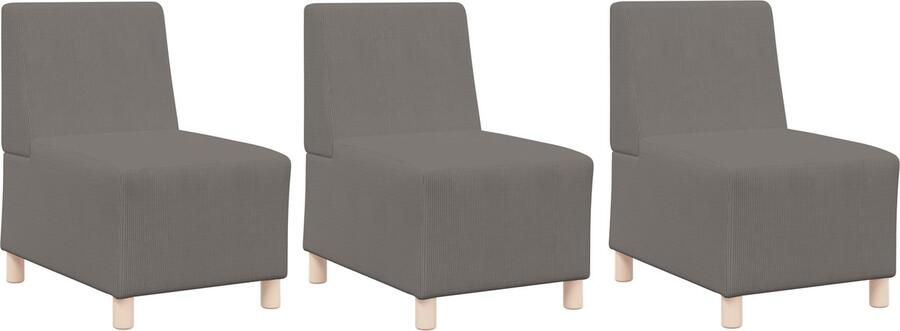 VidaXL Modulaire Sofa Eenheid Armless 3 pcs Lichtgrijs 55 x 74 x 82 cm