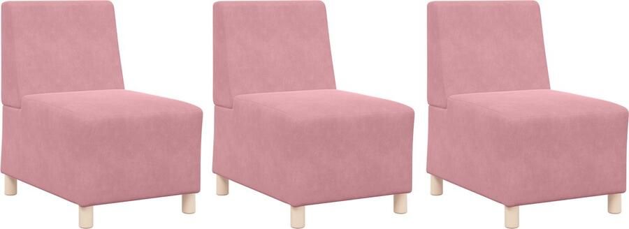 VidaXL Modulaire Sofa Eenheid Armless 3 pcs Roze 55 x 74 x 82 cm