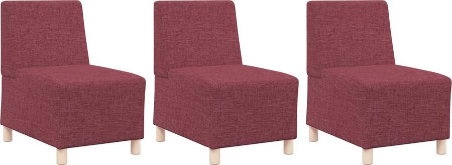 VidaXL Modulaire Sofa Eenheid Armless 3 pcs Wijnrood 55 x 74 x 82 cm
