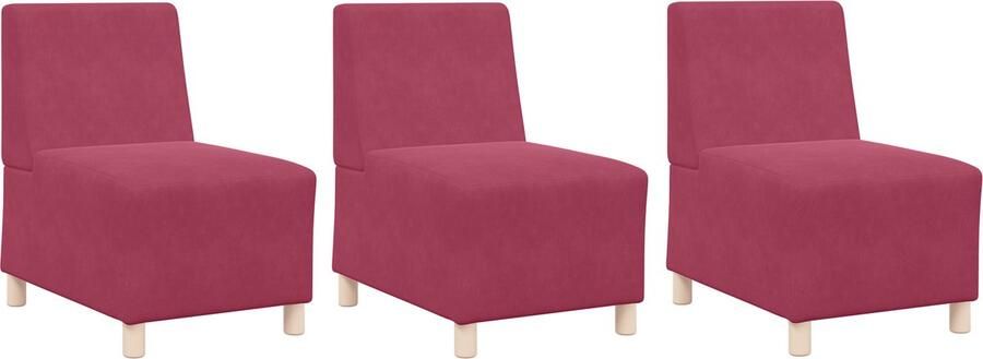 VidaXL Modulaire Sofa Eenheid Armless 3 pcs Wijnrood 55 x 74 x 82 cm