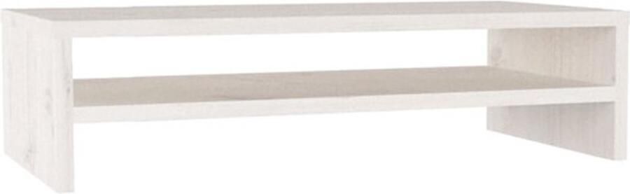 VidaXL -Monitorstandaard-50x24x13-cm-massief-grenenhout-wit - Foto 3