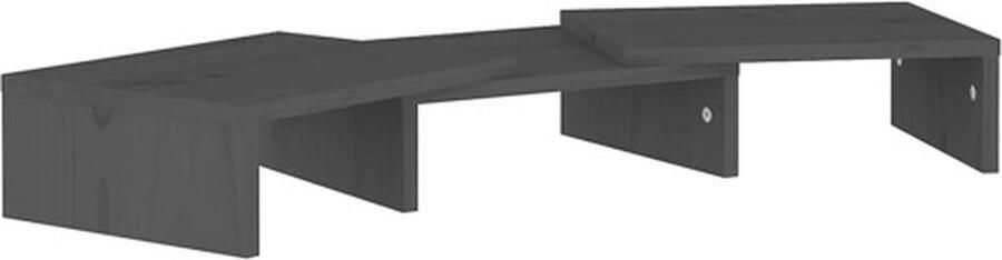 VidaXL -Monitorstandaard-60x24x10 5-cm-massief-grenenhout-grijs - Foto 3