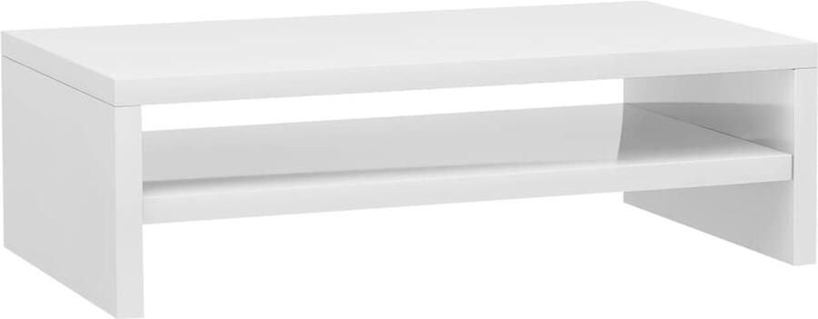 VidaXL Monitorstandaard Hoogglans Wit met Opbergschap Monitorstandaard Laptop Stand Computer Accessoires Houten Meubilair Kantoor Artikelen Werksurface Ergonomic Furniture Bureau Organisatie - Foto 2