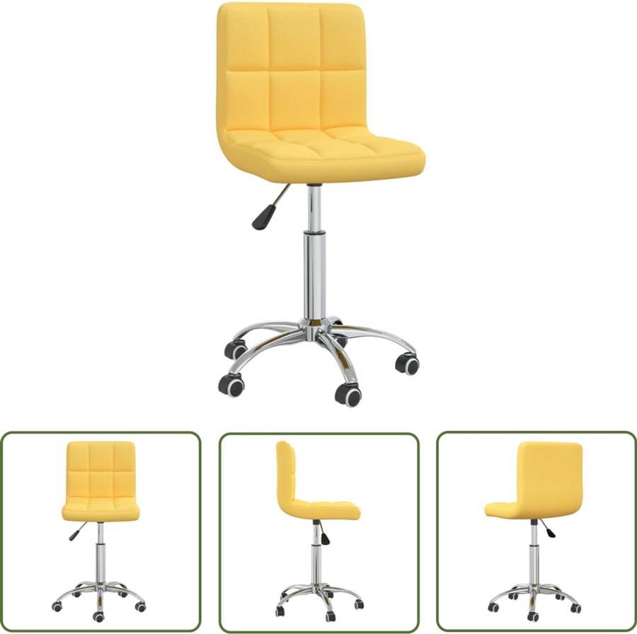 VidaXL Eetkamerstoel draaibaar stof mosterdgeel Draaibare Eetkamerstoel Mosterdgeel Eetkamerstoel Stoffen Eetkamerstoel Adjustable Dining Chair