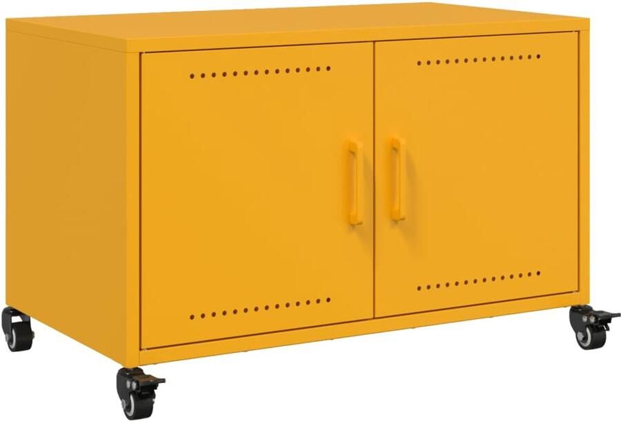 VidaXL Mosterdgeel Stalen Tv-meubel 68x39x43 5 cm Tv-meubel Salontafel Mustardkleur Stalen Tv-kast Modern Tv-meubel