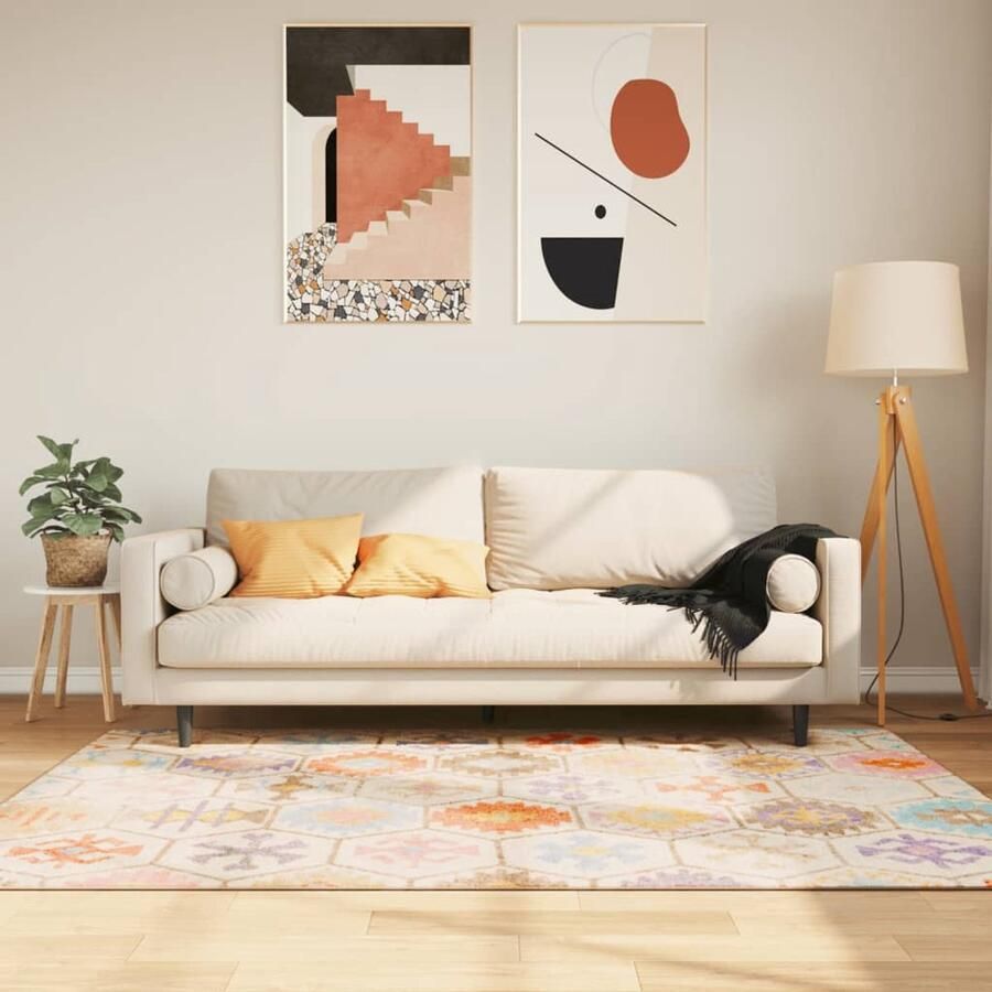 The Living Store Tapijt Meerkleurig Anti-slip 160x230 cm Fluweel Polyester Geluidsreducerend Vloerkleed Multicoloured Carpet Tapijten Anti Slip Rug Fluweel Tapijt