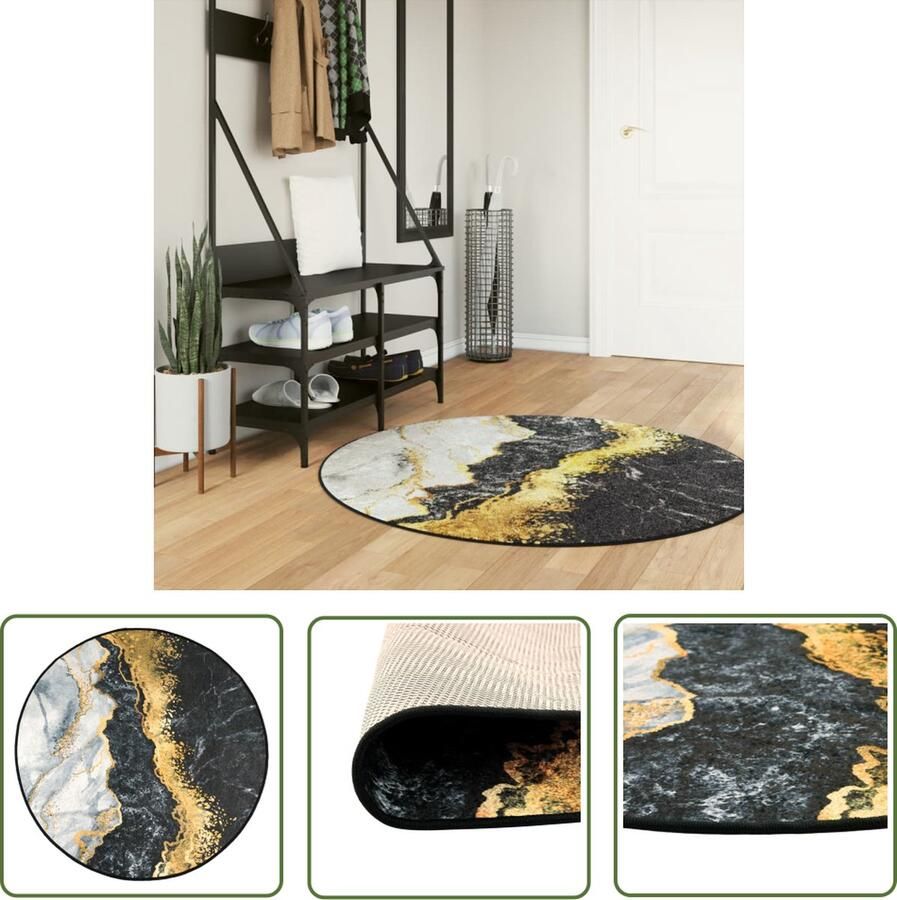 The Living Store Vloerkleed Meerkleurig 120 cm Zacht fluweel Anti-slip PVC Machine wasbaar Geluidsabsorberend Vloerkleed Multicoloured Rug Pluche Vloerkleed Anti Slip Vloerkleed Geluid Absorberend Vloerkleed