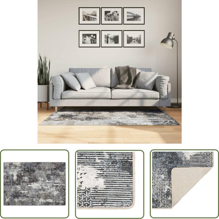 The Living Store Vloerkleed Meerkleurig 80x150 cm zacht fluweel anti-slip PVC-onderkant Vloerkleed Multicoloured Rug Pluche Vloerkleed Antislip Vloerkleed Zachte Vloerkleed