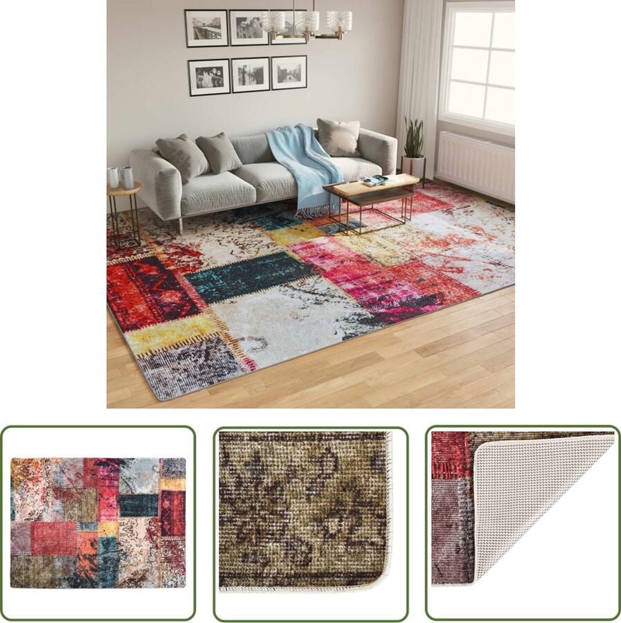 The Living Store Vloerkleed wasbaar anti-slip 400x300 cm meerkleurig Vloerkleed Multikleuren Vloerkleed Pluche Vloerkleed Groot Vloerkleed Anti Slip Vloerkleed