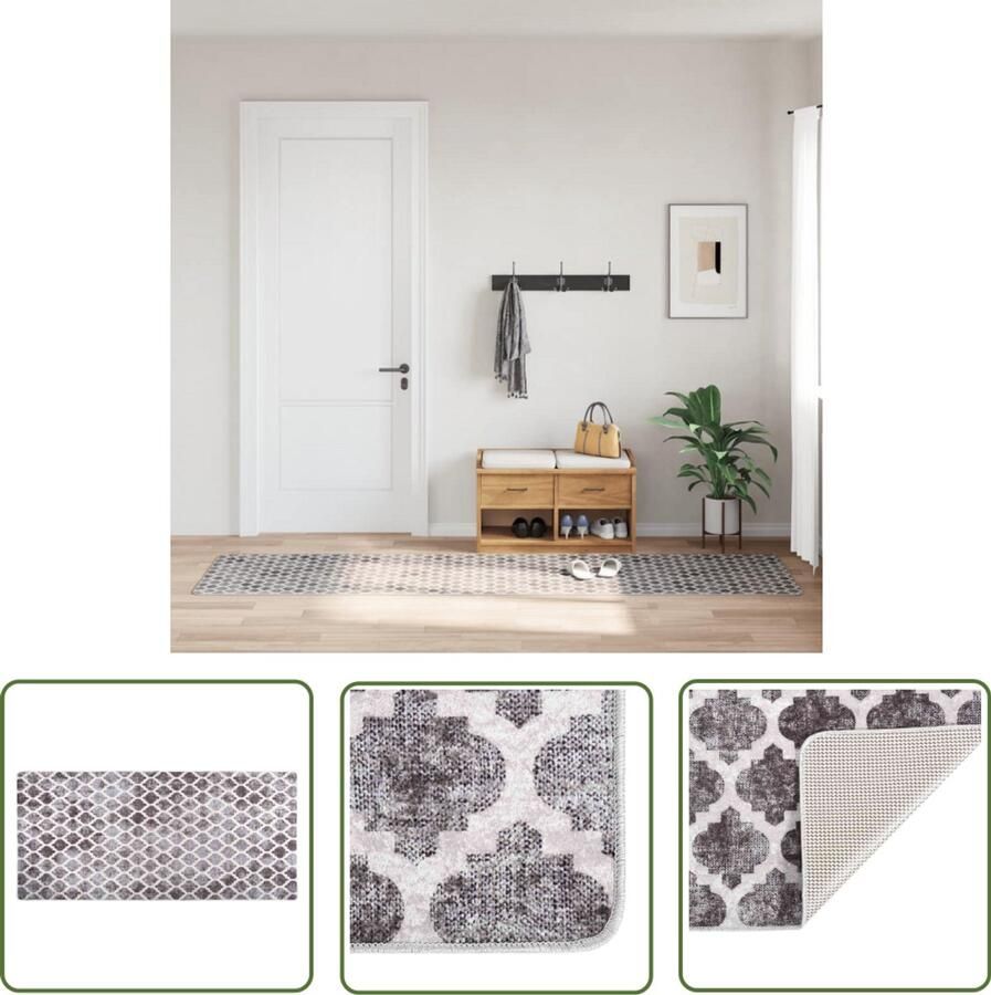 The Living Store Vloerkleed wasbaar anti-slip 80x300 cm meerkleurig Vloerkleed Multikleuren Vloerkleed Fluweel Vloerkleed Groot Vloerkleed Lange Vloerkleed