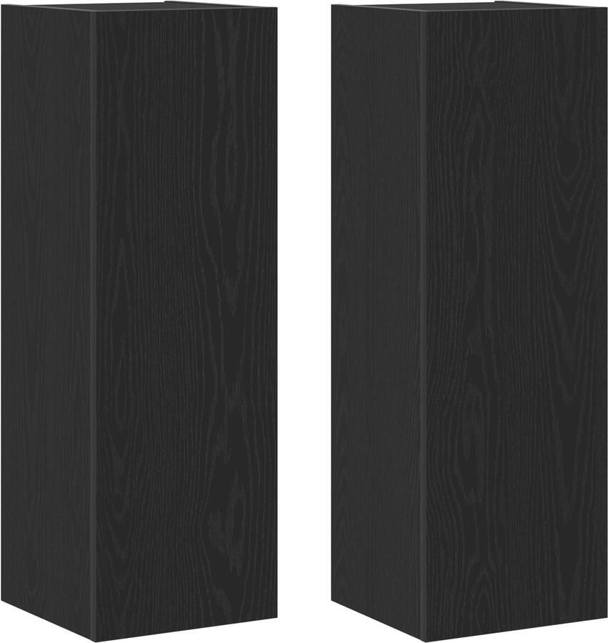 VidaXL Muurbevestigde TV-kasten Set van 2 Zwart Eiken 30 5 x 30 x 90 cm Van Geengineerd Hout