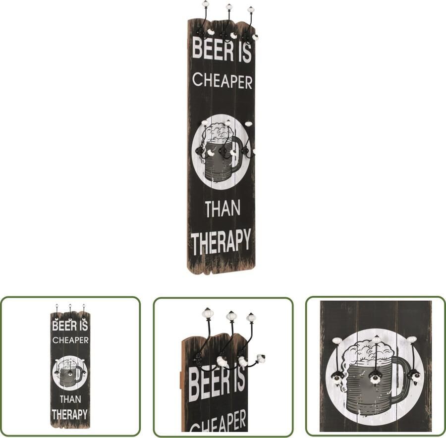 The Living Store Kapstok Muurbevestiging 40 x 120 cm Metalen haken Wandkapstok Muurkastje Entree Decoratie Multifunctionele Kapstok Retro Kapstok