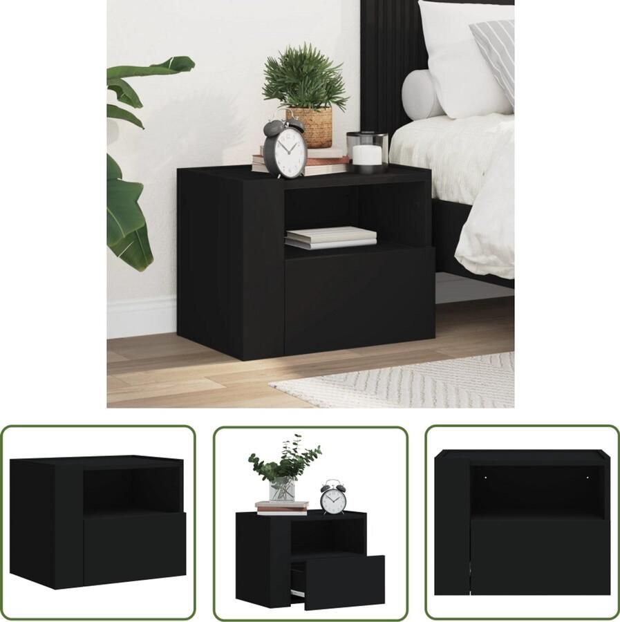 The Living Store Nachtkastjes 2 st wandgemonteerd 45x30x35 cm wit Wandgemonteerd Nachtkastje Wandgemonteerde Nachtkastjes Bijzettafel Wandkastje - Foto 2