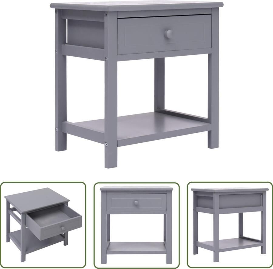 The Living Store Nachtkastje Grey 40 x 29 x 42 cm Smooth drawer Easy assembly Nachtkastje Nachtaandacht Meubilair Slaapkamermeubelen Houten Kast - Foto 2