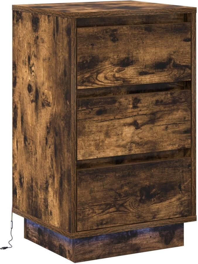 VidaXL Nachtkastje met Gerookt eiken 39 x 34.5 x 65 cm Bewerkt hout