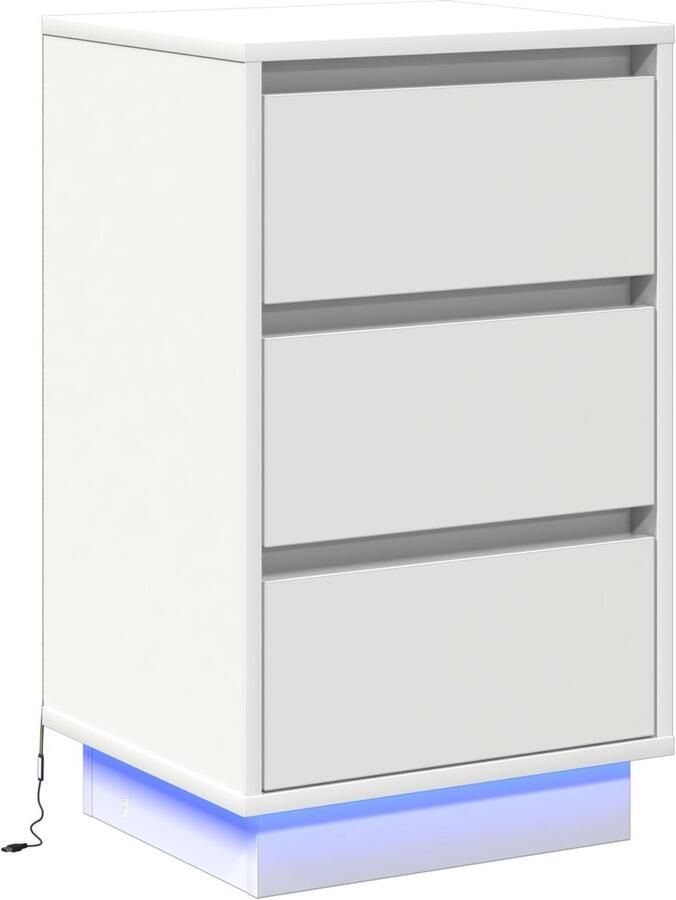 VidaXL Nachtkastje met lade met Wit 39 x 34.5 x 65 cm Bewerkt hout