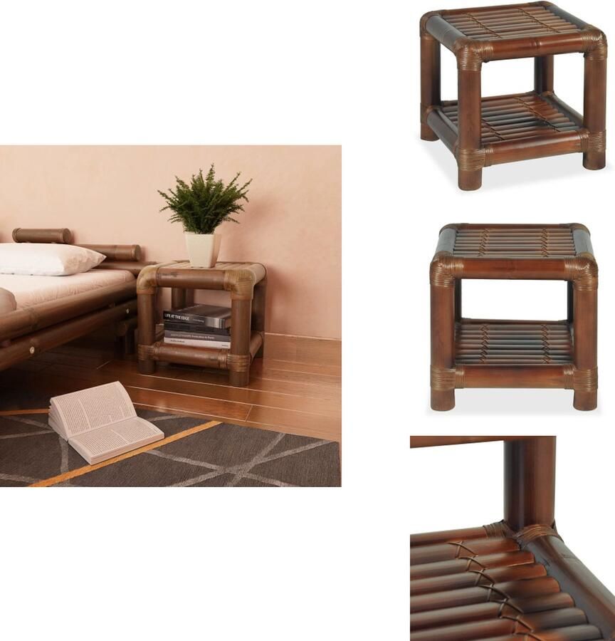 VidaXL Nachtkast Nachtkasten Nachtkastje Nachtkastjes Nachtkastje 40x40x40 cm bamboe donkerbruin