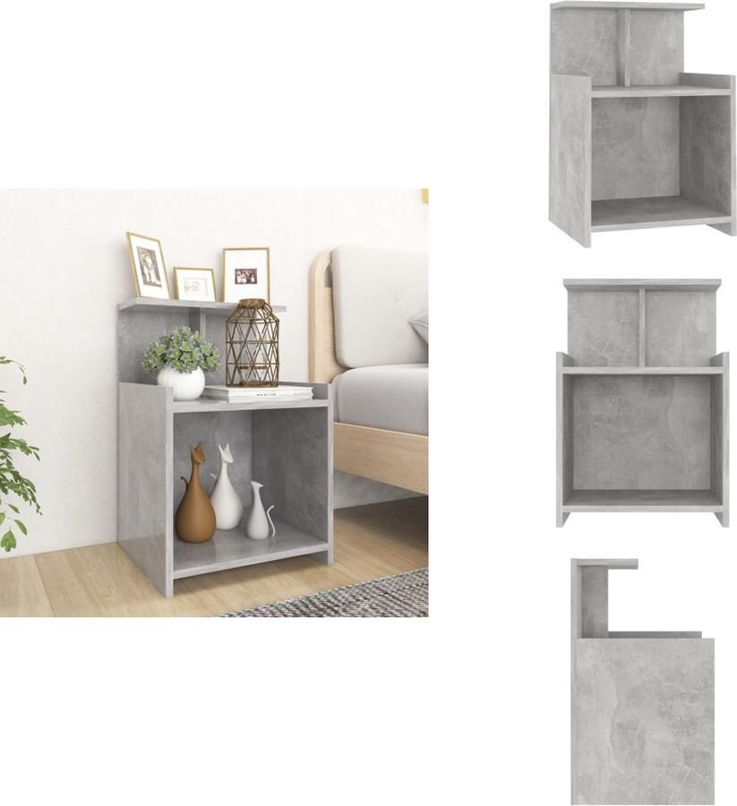 VidaXL Nachtkast Nachtkastje Nachtkastjes Bedkast Nachtkastje 40x35x60 cm bewerkt hout betongrijs