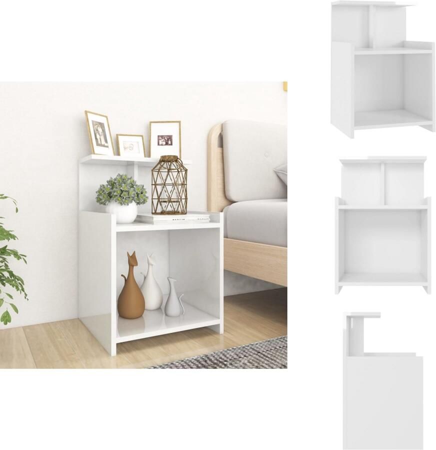 VidaXL Nachtkast Nachtkastje Nachtkastjes Bedkast Nachtkastje 40x35x60 cm bewerkt hout hoogglans wit