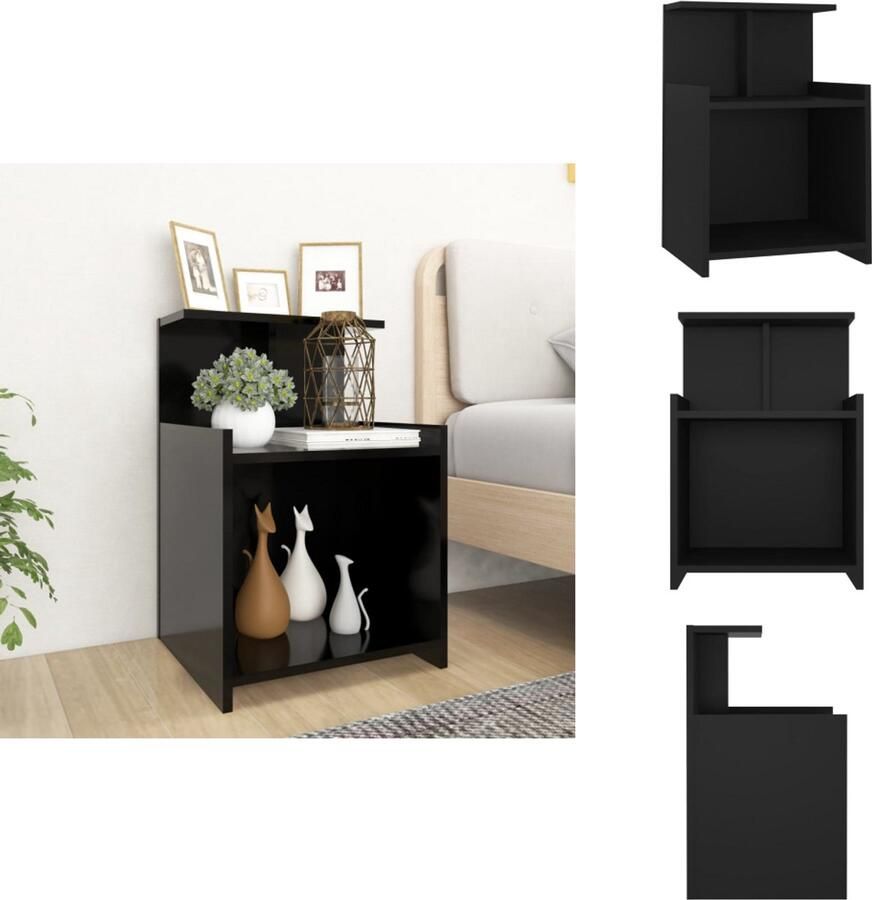 VidaXL Nachtkast Nachtkastje Nachtkastjes Bedkast Nachtkastje 40x35x60 cm bewerkt hout zwart