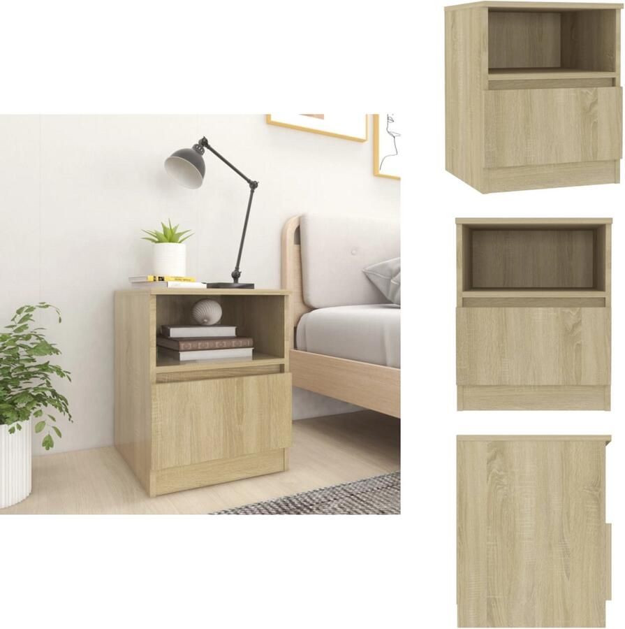 VidaXL Nachtkast Nachtkastje Nachtkastjes Bedkast Nachtkastje 40x40x50 cm bewerkt hout sonoma eikenkleurig