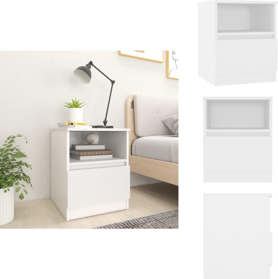 VidaXL Nachtkast Nachtkastje Nachtkastjes Bedkast Nachtkastje 40x40x50 cm bewerkt hout wit