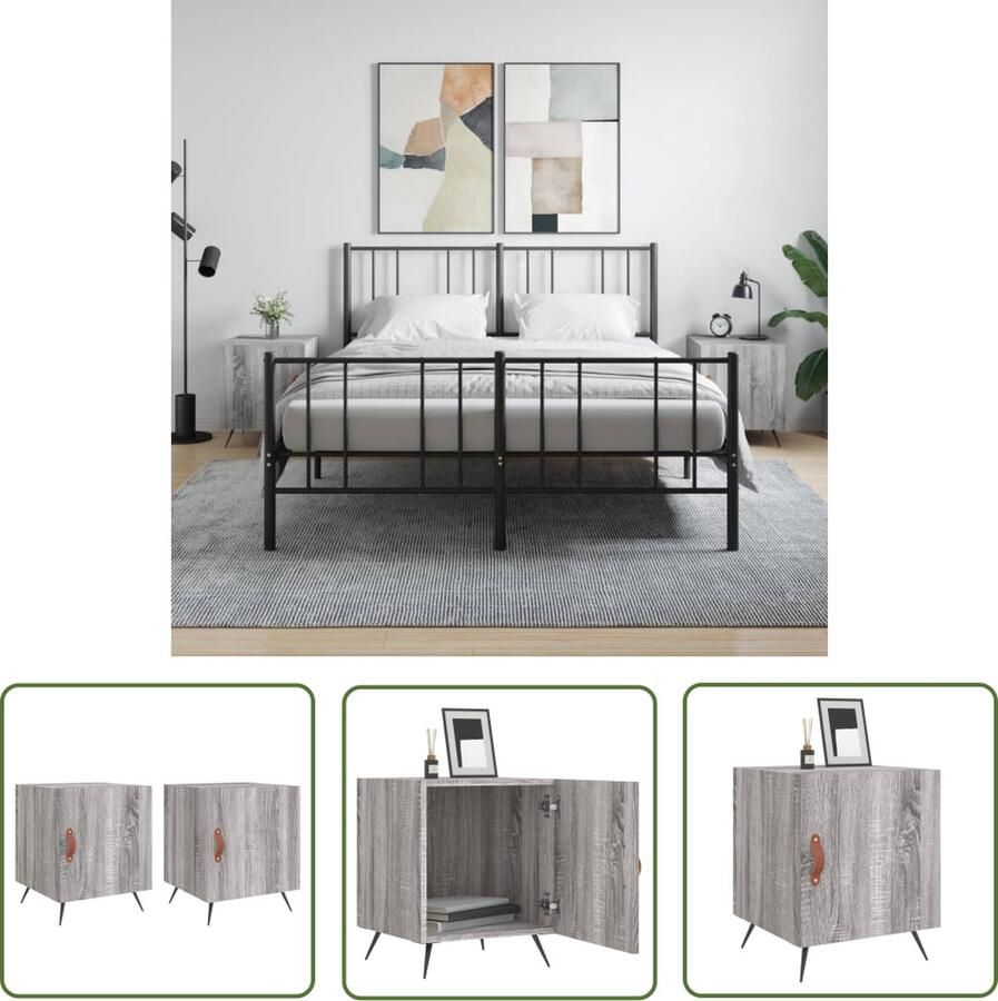 The Living Store Nachtkastjes Nachtkastje Grijs Sonoma Eiken 40 x 40 x 50 cm Duurzaam materiaal Nachtkastjes Nachtkast Grijze Nachtkast Houten Nachtkast Salontafel - Foto 3