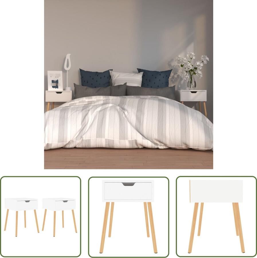 The Living Store Bedkastjes Moderne Charme Nachtkastje 40x40x56 cm Hoogglans Wit Nachtkastje Bedkastje Nachtlamp Slaapkamers Kamerdecoratie - Foto 2