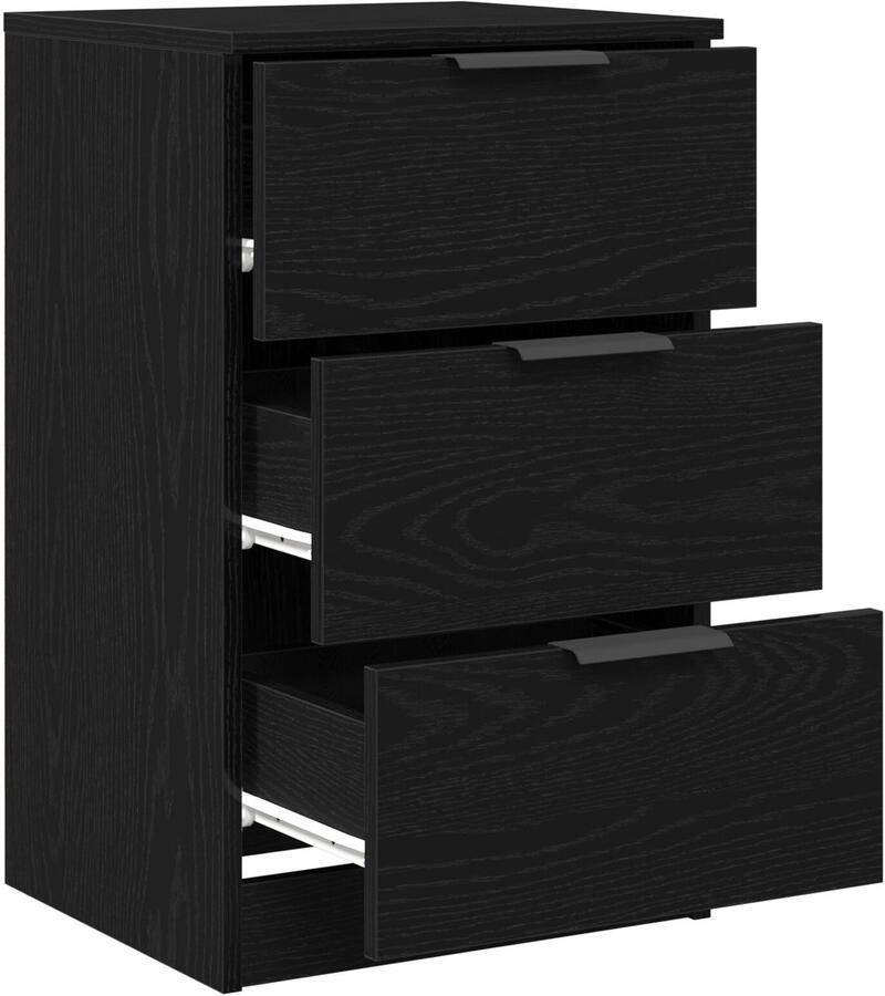 VidaXL Nachtkastjes 2-pack Zwart Eiken 40x65x65 cm Gemaakt van Bewerkt Hout - Foto 2