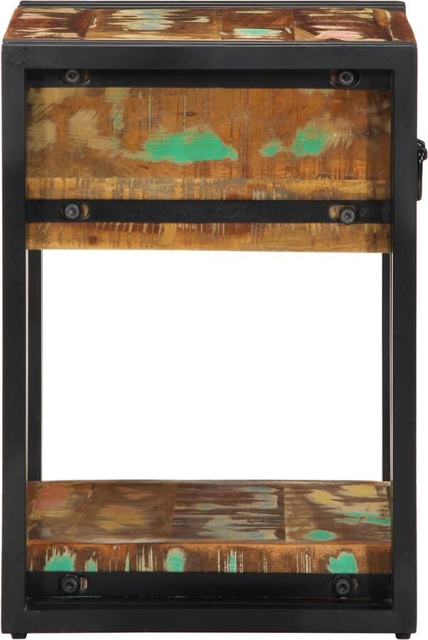 VidaXL Nachttafels Set van 2 Meerkleurig Massief gerecycled hout IJzer - Foto 2